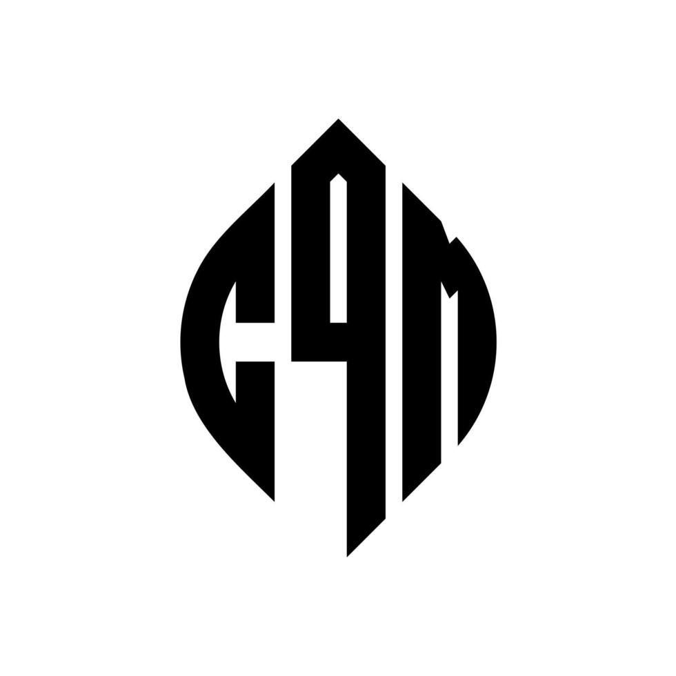diseño de logotipo de letra de círculo cqm con forma de círculo y elipse. letras elipses cqm con estilo tipográfico. las tres iniciales forman un logo circular. vector de marca de letra de monograma abstracto del emblema del círculo cqm.