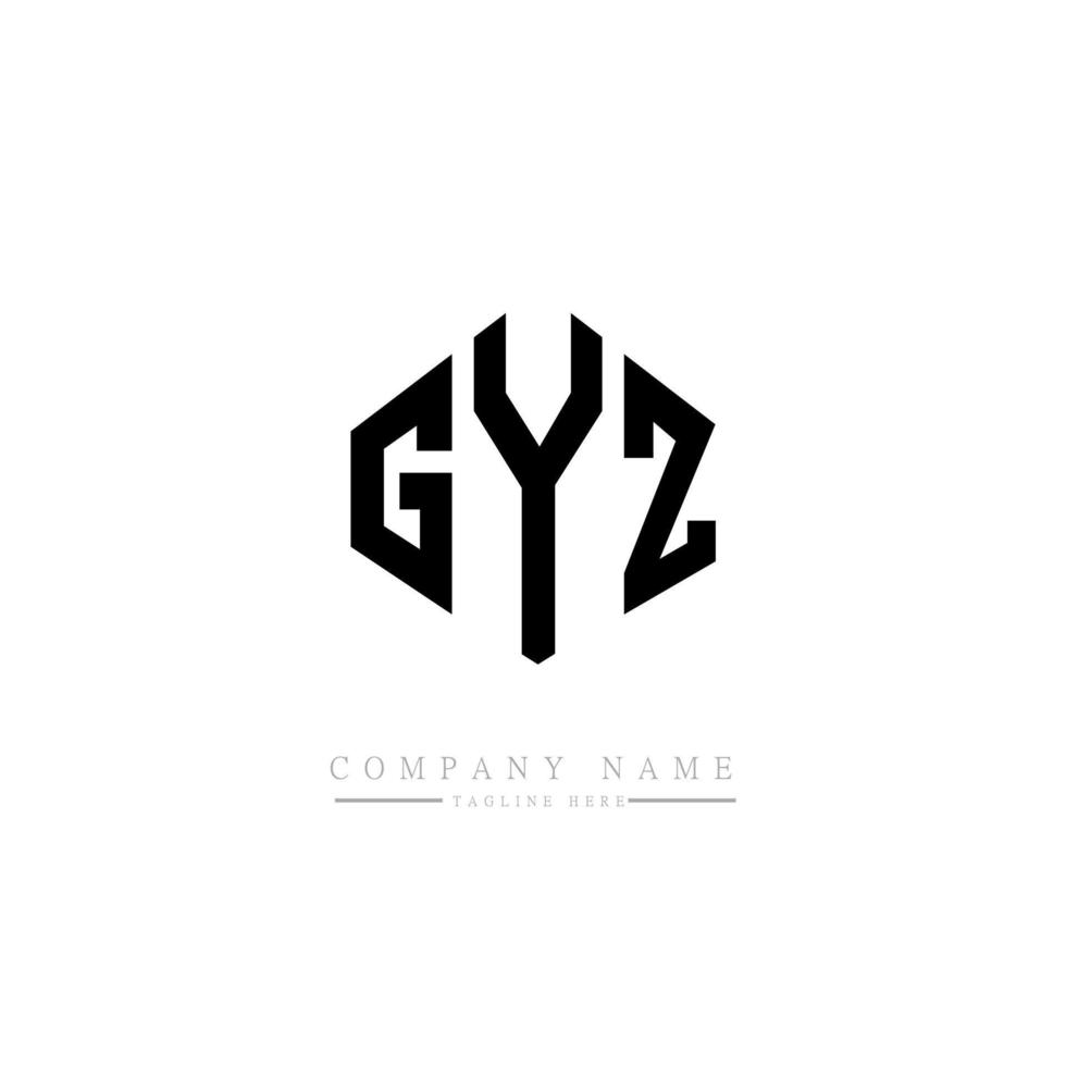 diseño de logotipo de letra gyz con forma de polígono. diseño de logotipo en forma de cubo y polígono gyz. gyz hexágono vector logo plantilla colores blanco y negro. monograma gyz, logotipo comercial y inmobiliario.