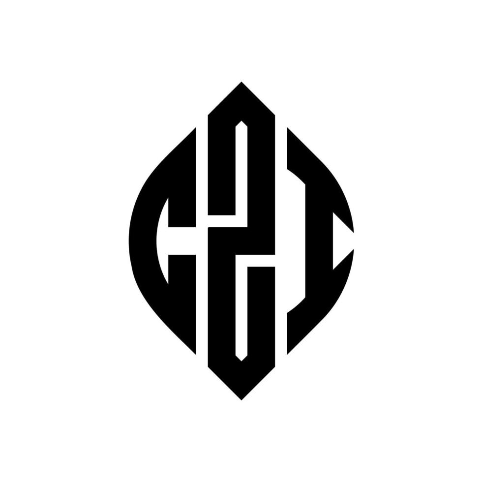 CZI circle letter logo design with circle and ellipse shape. CZI ellipse letters with typographic style. The three initials form a circle logo. CZI Circle Emblem Abstract Monogram Letter Mark Vector. vector