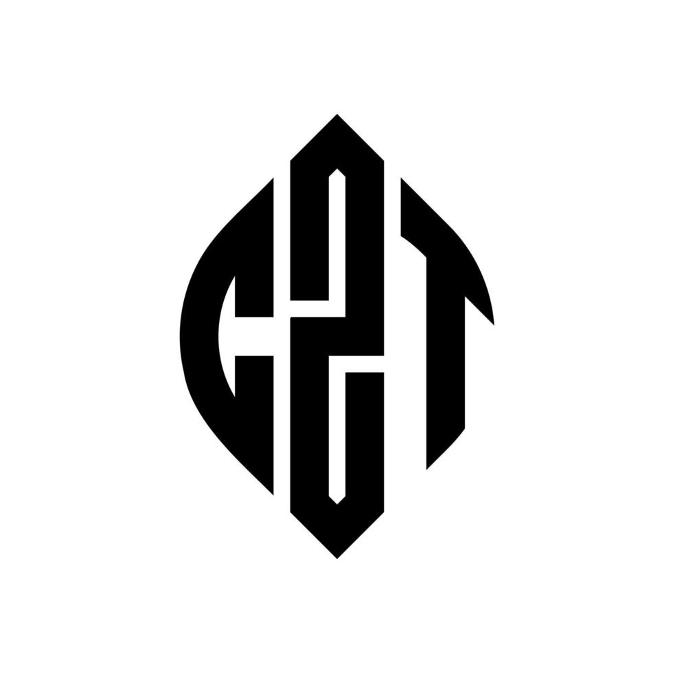 diseño de logotipo de letra de círculo czt con forma de círculo y elipse. czt letras elipses con estilo tipográfico. las tres iniciales forman un logo circular. vector de marca de letra de monograma abstracto del emblema del círculo czt.