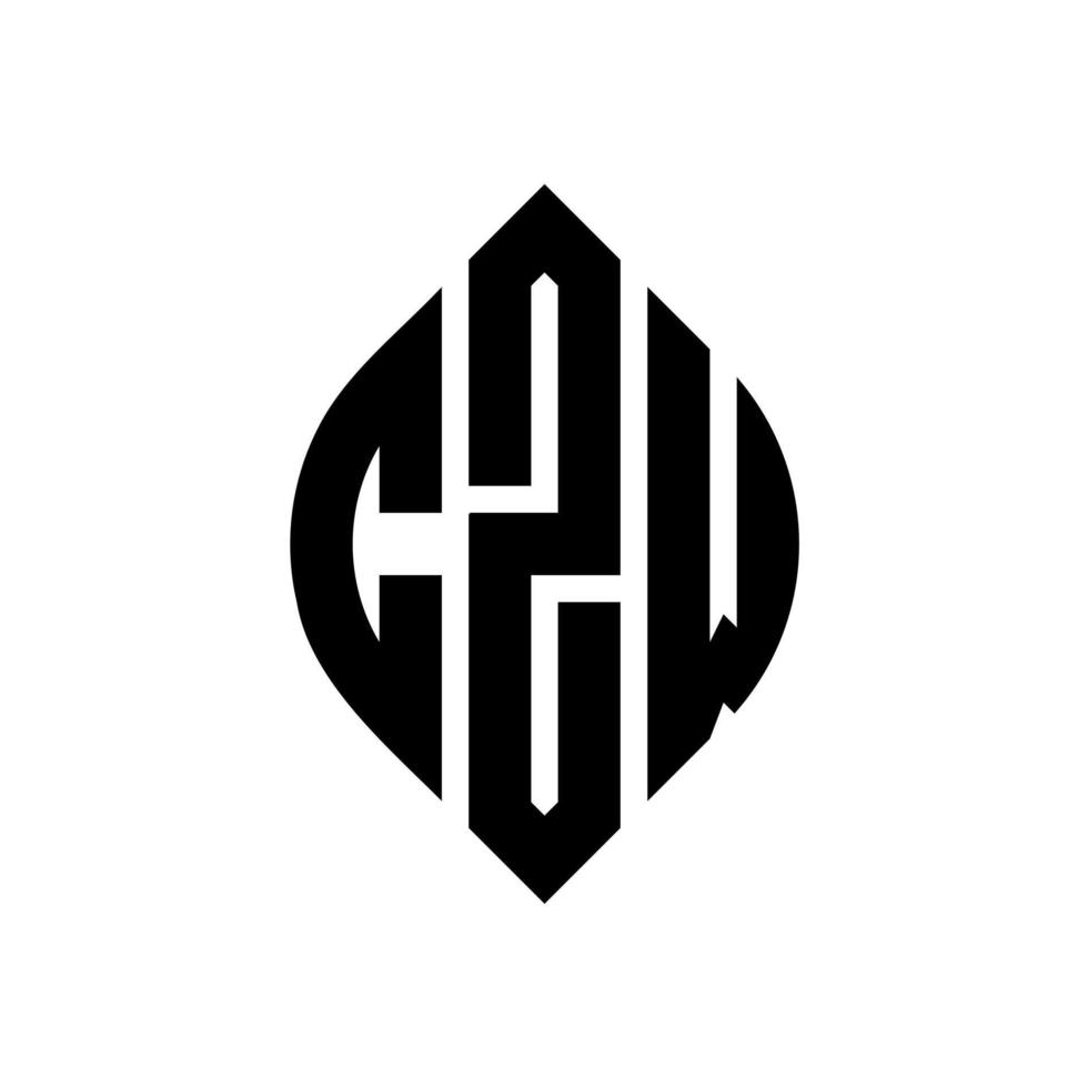 CZW circle letter logo design with circle and ellipse shape. CZW ellipse letters with typographic style. The three initials form a circle logo. CZW Circle Emblem Abstract Monogram Letter Mark Vector. vector
