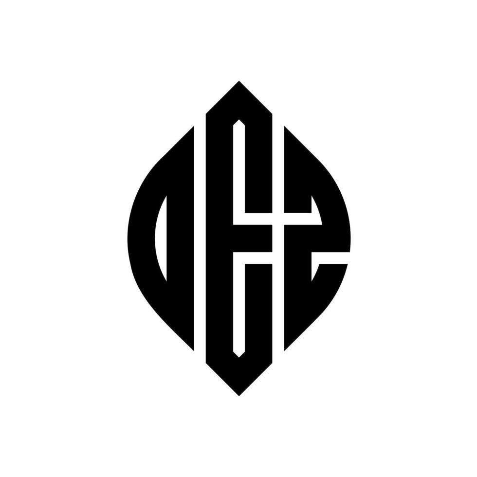 DEZ circle letter logo design with circle and ellipse shape. DEZ ellipse letters with typographic style. The three initials form a circle logo. DEZ Circle Emblem Abstract Monogram Letter Mark Vector. vector