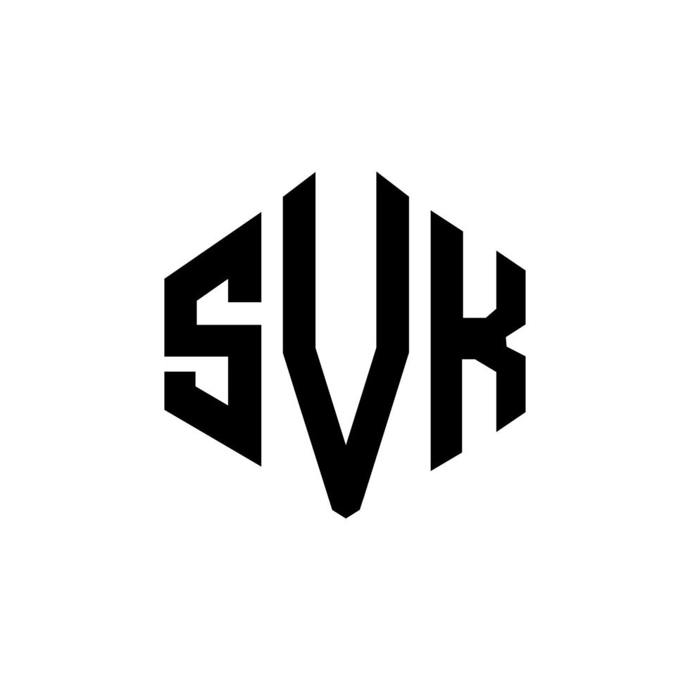 SVK letter logo design with polygon shape. SVK polygon and cube shape logo design. SVK hexagon vector logo template white and black colors. SVK monogram, business and real estate logo.