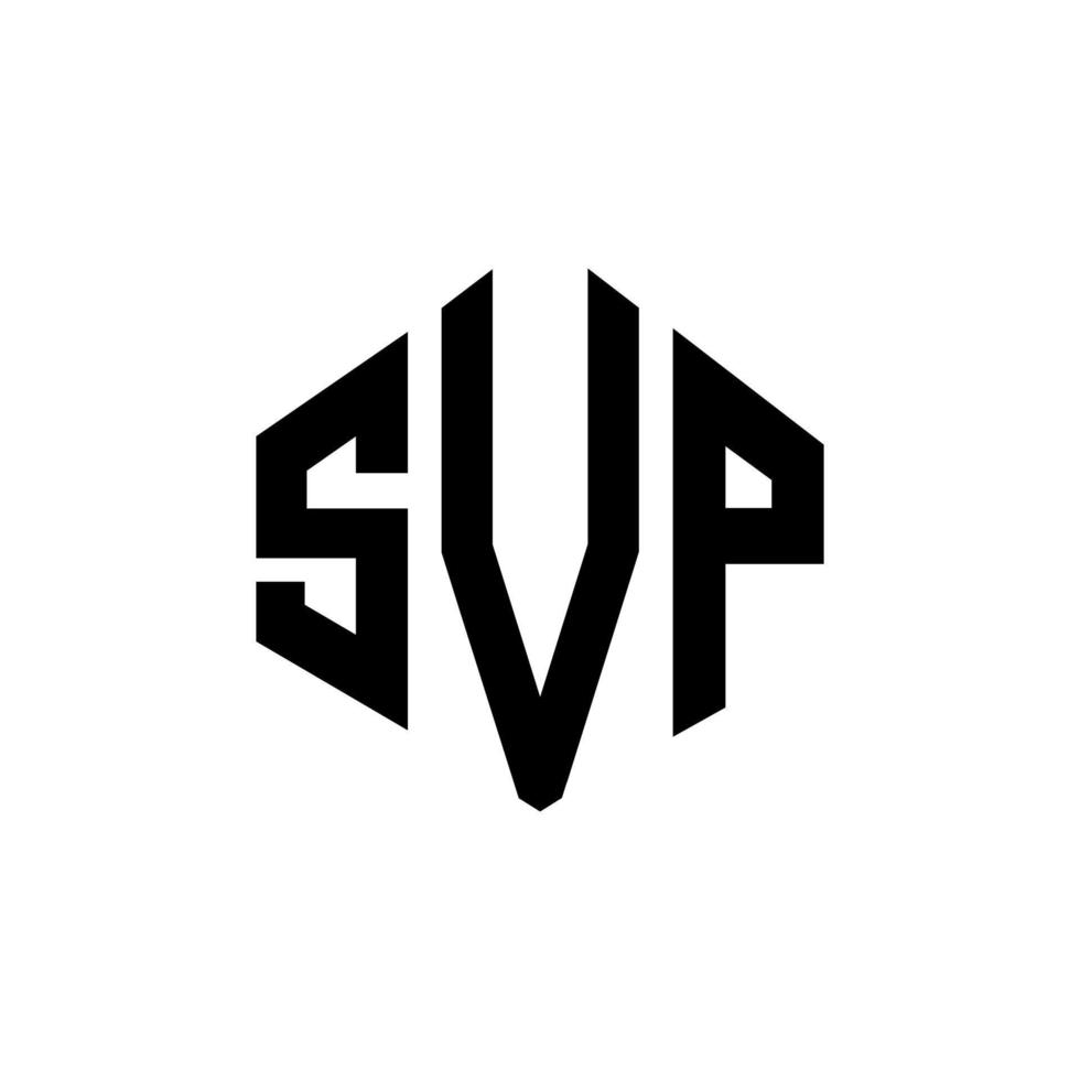SVP letter logo design with polygon shape. SVP polygon and cube shape logo design. SVP hexagon vector logo template white and black colors. SVP monogram, business and real estate logo.