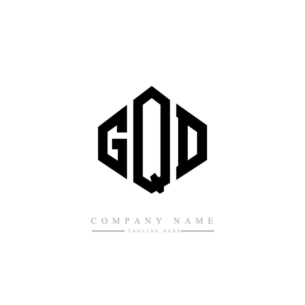 GQD letter logo design with polygon shape. GQD polygon and cube shape logo design. GQD hexagon vector logo template white and black colors. GQD monogram, business and real estate logo.