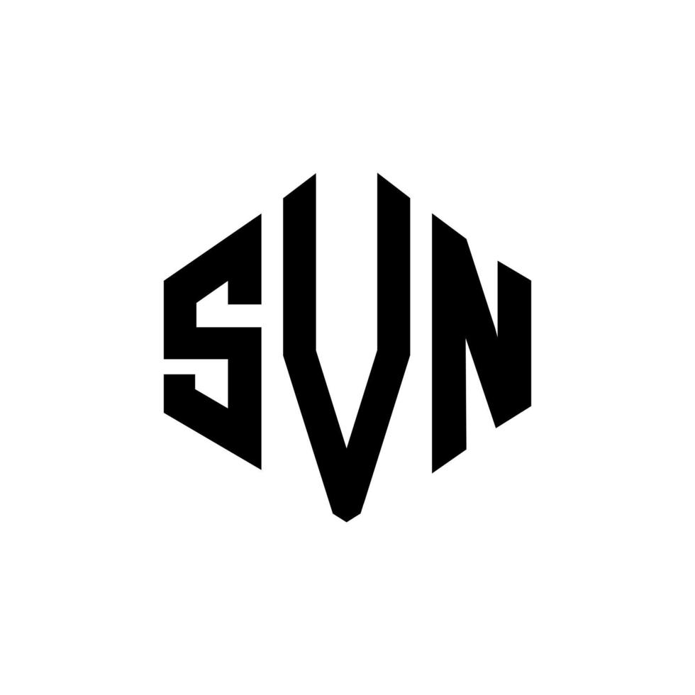 diseño de logotipo de letra svn con forma de polígono. Diseño de logotipo en forma de cubo y polígono svn. svn hexágono vector logo plantilla colores blanco y negro. monograma svn, logotipo empresarial y inmobiliario.