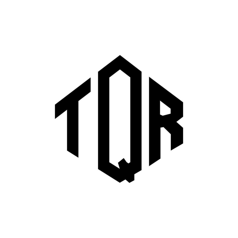 TQR letter logo design with polygon shape. TQR polygon and cube shape logo design. TQR hexagon vector logo template white and black colors. TQR monogram, business and real estate logo.