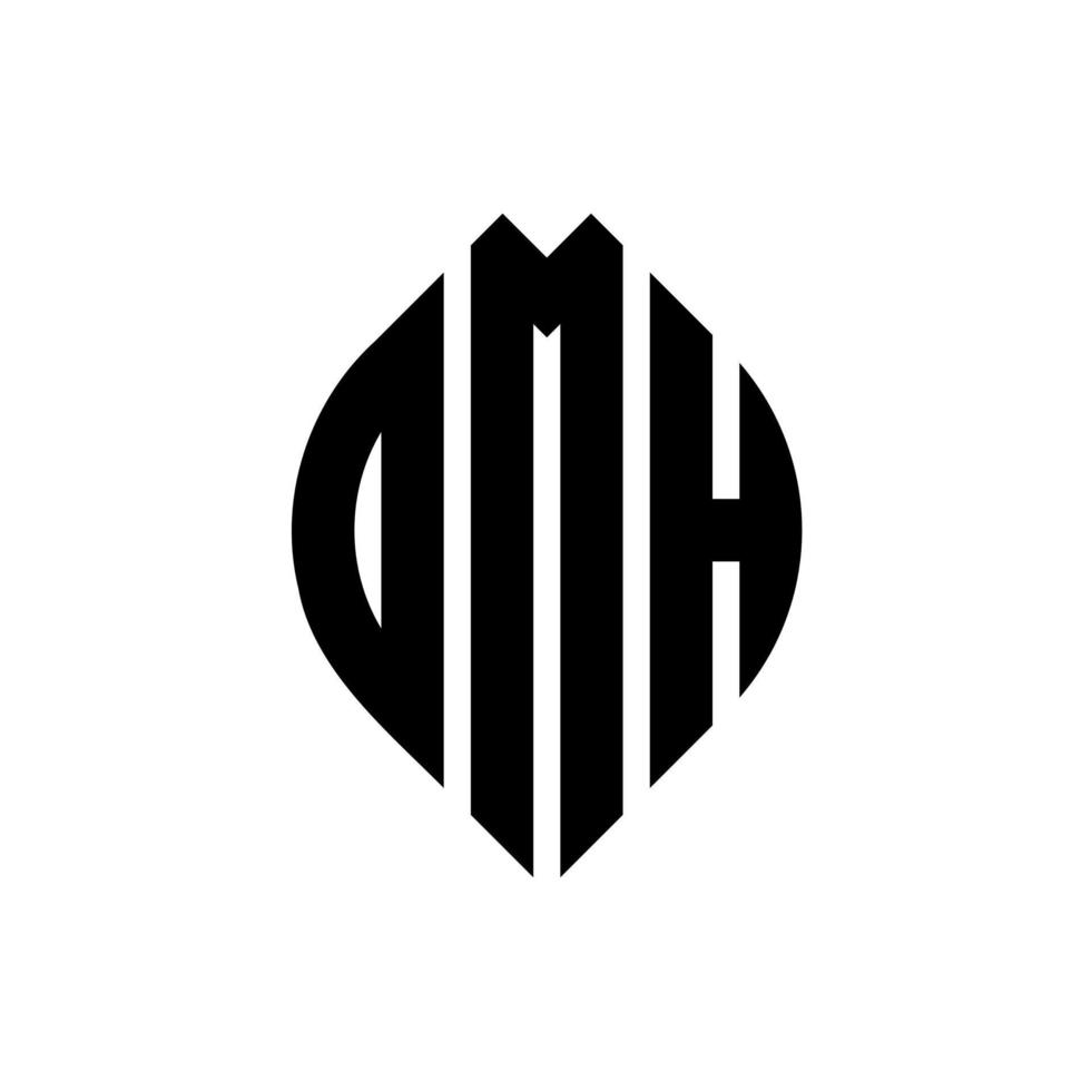 diseño de logotipo de letra circular dmh con forma de círculo y elipse. letras de elipse dmh con estilo tipográfico. las tres iniciales forman un logo circular. vector de marca de letra de monograma abstracto del emblema del círculo dmh.