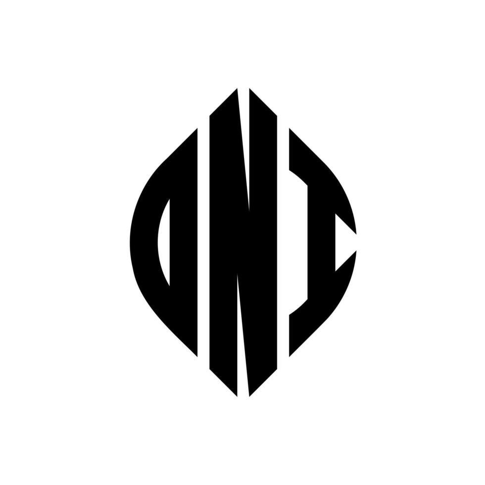 DNI circle letter logo design with circle and ellipse shape. DNI ellipse letters with typographic style. The three initials form a circle logo. DNI Circle Emblem Abstract Monogram Letter Mark Vector. vector