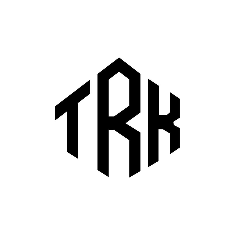 TRK letter logo design with polygon shape. TRK polygon and cube shape logo design. TRK hexagon vector logo template white and black colors. TRK monogram, business and real estate logo.