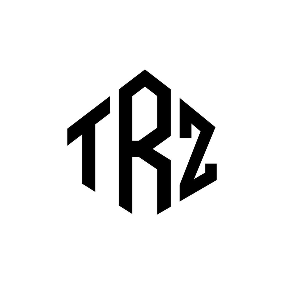 diseño de logotipo de letra trz con forma de polígono. diseño de logotipo en forma de cubo y polígono trz. trz hexágono vector logo plantilla colores blanco y negro. Monograma trz, logotipo comercial y inmobiliario.