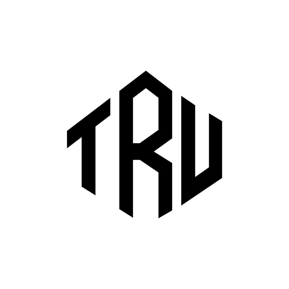 TRU letter logo design with polygon shape. TRU polygon and cube shape logo design. TRU hexagon vector logo template white and black colors. TRU monogram, business and real estate logo.