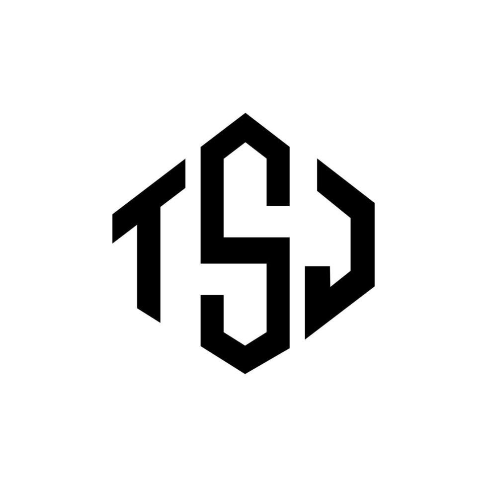 TSJ letter logo design with polygon shape. TSJ polygon and cube shape logo design. TSJ hexagon vector logo template white and black colors. TSJ monogram, business and real estate logo.