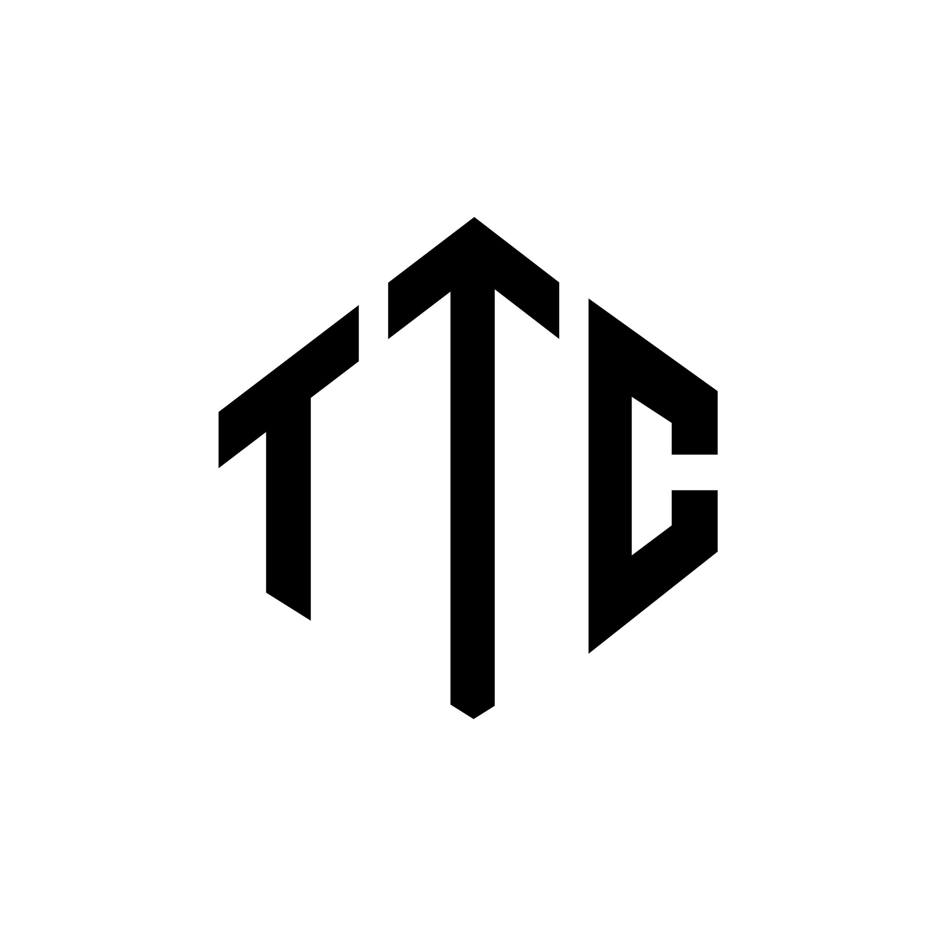 TTC letter logo design with polygon shape. TTC polygon and cube shape logo design. TTC hexagon