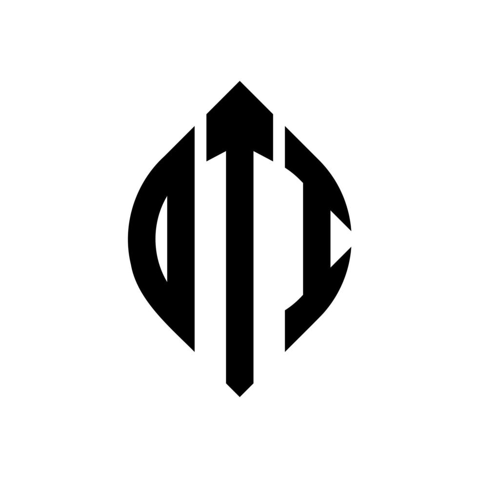 DTI circle letter logo design with circle and ellipse shape. DTI ellipse letters with typographic style. The three initials form a circle logo. DTI Circle Emblem Abstract Monogram Letter Mark Vector. vector