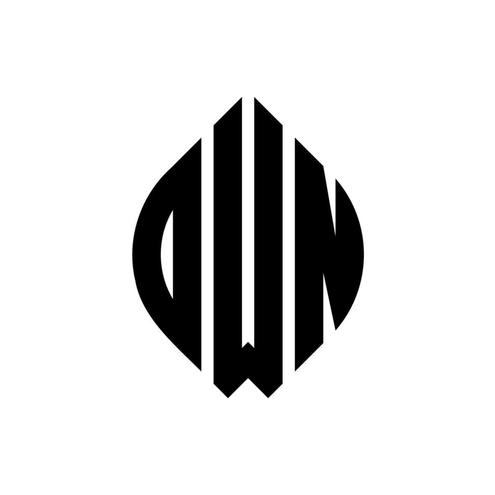 DWN circle letter logo design with circle and ellipse shape. DWN ellipse letters with typographic style. The three initials form a circle logo. DWN Circle Emblem Abstract Monogram Letter Mark Vector. vector