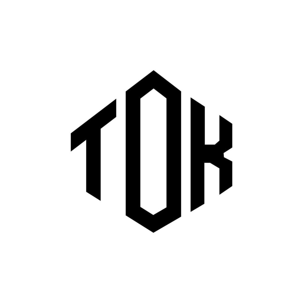 TOK letter logo design with polygon shape. TOK polygon and cube shape logo design. TOK hexagon vector logo template white and black colors. TOK monogram, business and real estate logo.