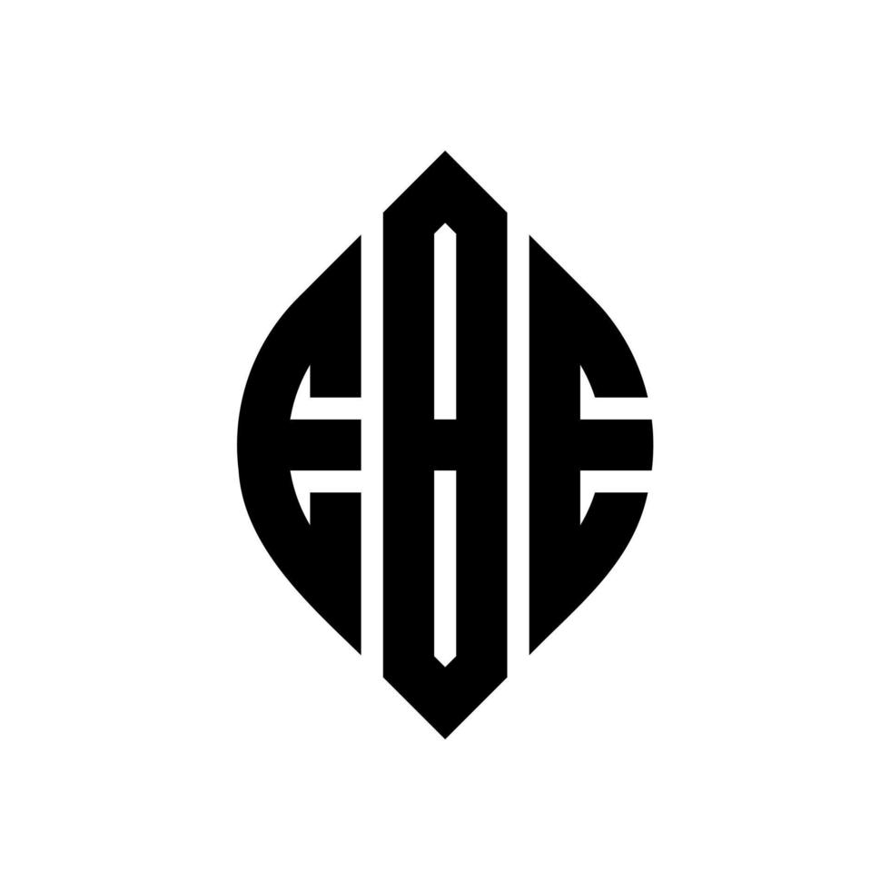 EBE circle letter logo design with circle and ellipse shape. EBE ellipse letters with typographic style. The three initials form a circle logo. EBE Circle Emblem Abstract Monogram Letter Mark Vector. vector