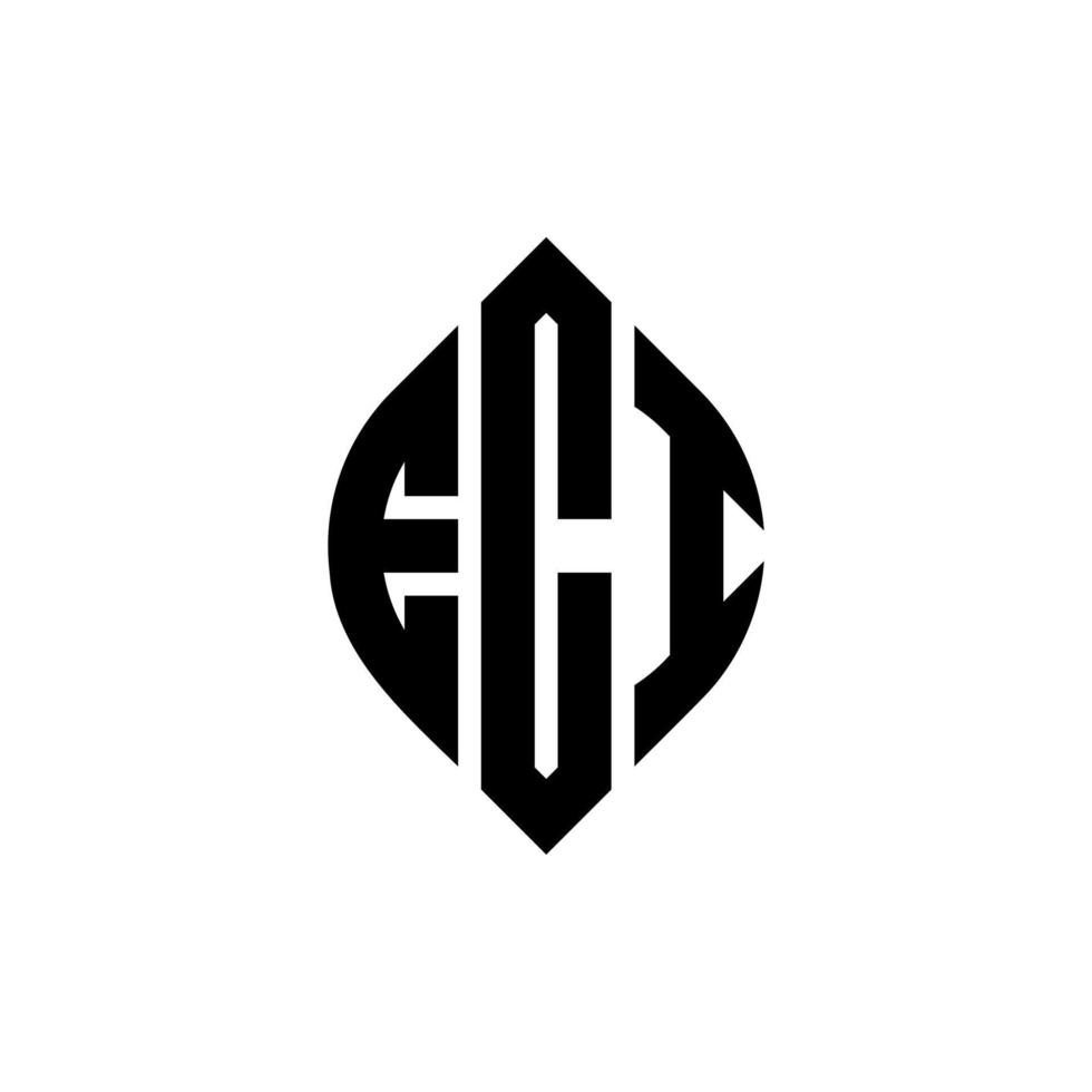 ECI circle letter logo design with circle and ellipse shape. ECI ellipse letters with typographic style. The three initials form a circle logo. ECI Circle Emblem Abstract Monogram Letter Mark Vector. vector