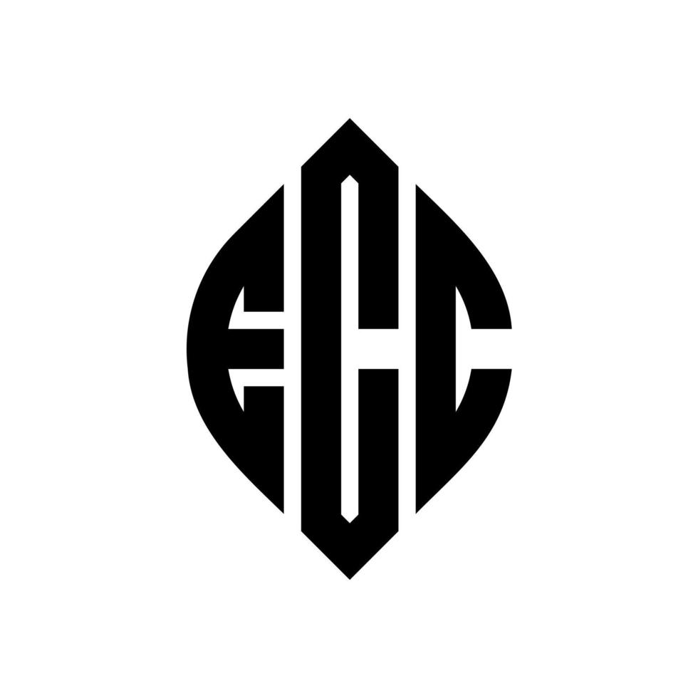ECC circle letter logo design with circle and ellipse shape. ECC ellipse letters with typographic style. The three initials form a circle logo. ECC Circle Emblem Abstract Monogram Letter Mark Vector. vector