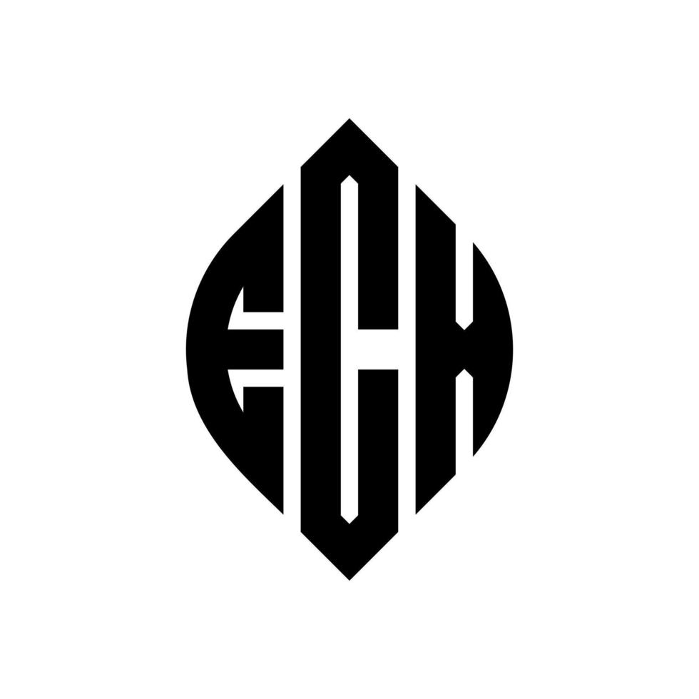 ECX circle letter logo design with circle and ellipse shape. ECX ellipse letters with typographic style. The three initials form a circle logo. ECX Circle Emblem Abstract Monogram Letter Mark Vector. vector