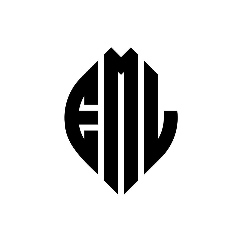 Diseño de logotipo de letra de círculo eml con forma de círculo y elipse. eml elipse letras con estilo tipográfico. las tres iniciales forman un logo circular. vector de marca de letra de monograma abstracto de emblema de círculo eml.