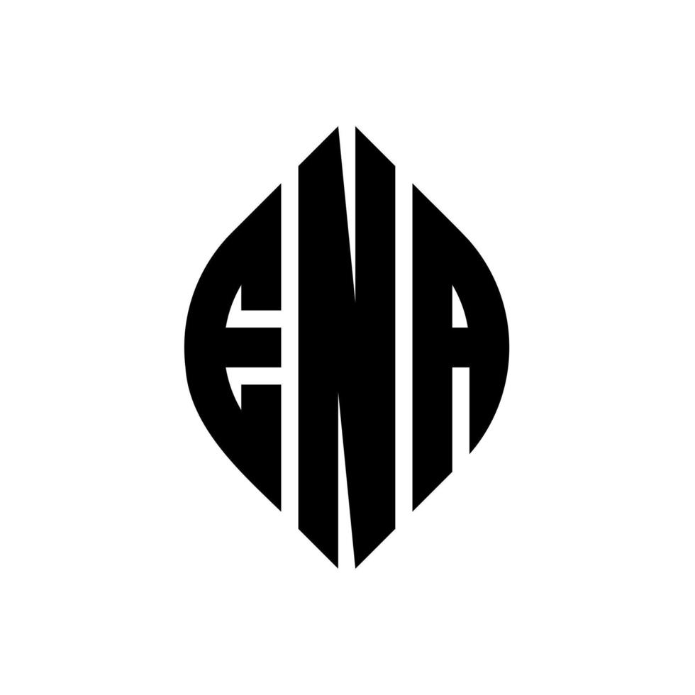 diseño de logotipo de letra circular ena con forma de círculo y elipse. ena letras elipses con estilo tipográfico. las tres iniciales forman un logo circular. vector de marca de letra de monograma abstracto del emblema del círculo ena.