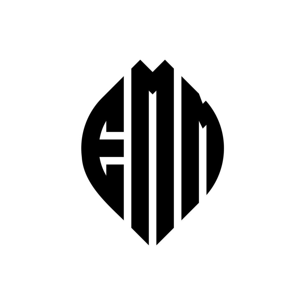 diseño de logotipo de letra de círculo emm con forma de círculo y elipse. emm letras elipses con estilo tipográfico. las tres iniciales forman un logo circular. vector de marca de letra de monograma abstracto de emblema de círculo emm.