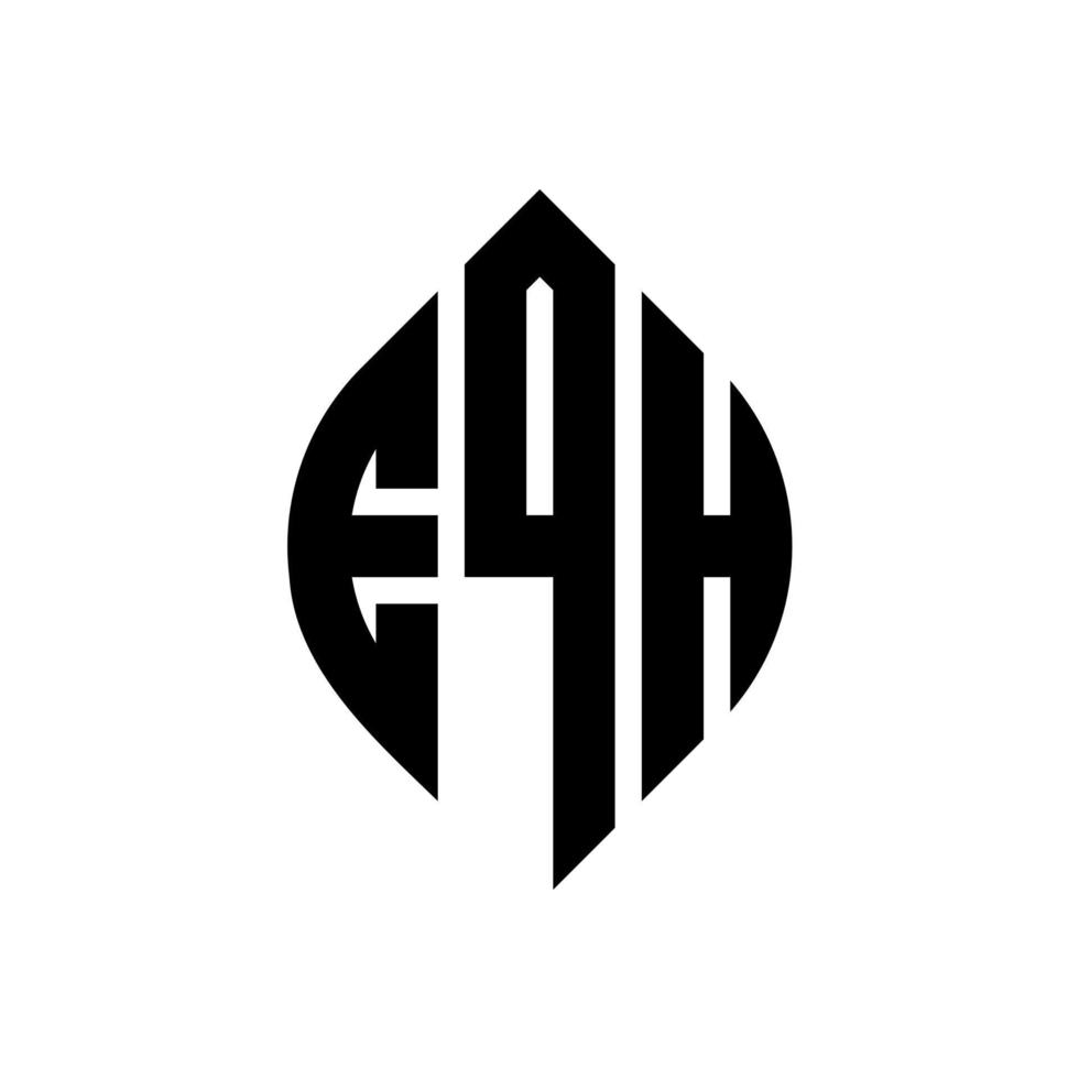 EQH circle letter logo design with circle and ellipse shape. EQH ellipse letters with typographic style. The three initials form a circle logo. EQH Circle Emblem Abstract Monogram Letter Mark Vector. vector