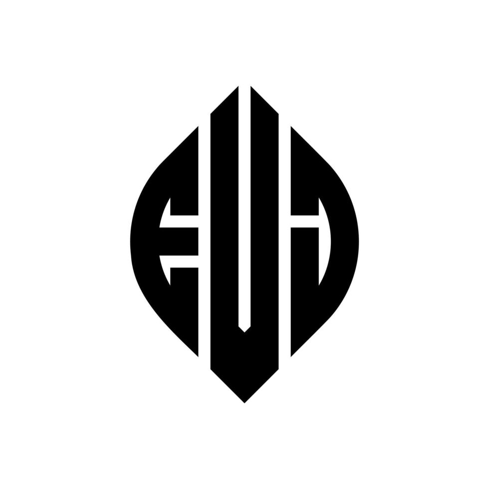EVJ circle letter logo design with circle and ellipse shape. EVJ ellipse letters with typographic style. The three initials form a circle logo. EVJ Circle Emblem Abstract Monogram Letter Mark Vector. vector