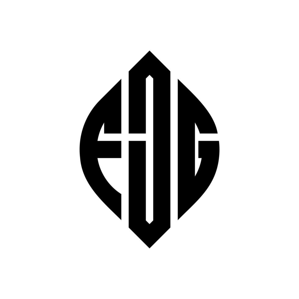 Diseño de logotipo de letra de círculo fjg con forma de círculo y elipse. fjg letras elipses con estilo tipográfico. las tres iniciales forman un logo circular. fjg círculo emblema resumen monograma letra marca vector. vector