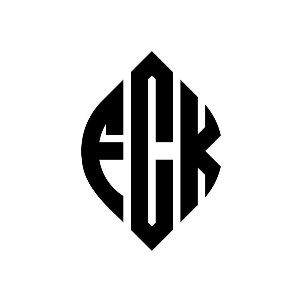 diseño de logotipo de letra de círculo fck con forma de círculo y elipse. fck letras elipses con estilo tipográfico. las tres iniciales forman un logo circular. vector de marca de letra de monograma abstracto del emblema del círculo fck.