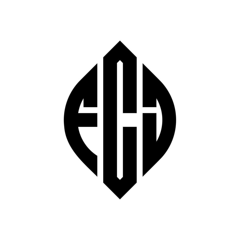 FCJ circle letter logo design with circle and ellipse shape. FCJ ellipse letters with typographic style. The three initials form a circle logo. FCJ Circle Emblem Abstract Monogram Letter Mark Vector. vector