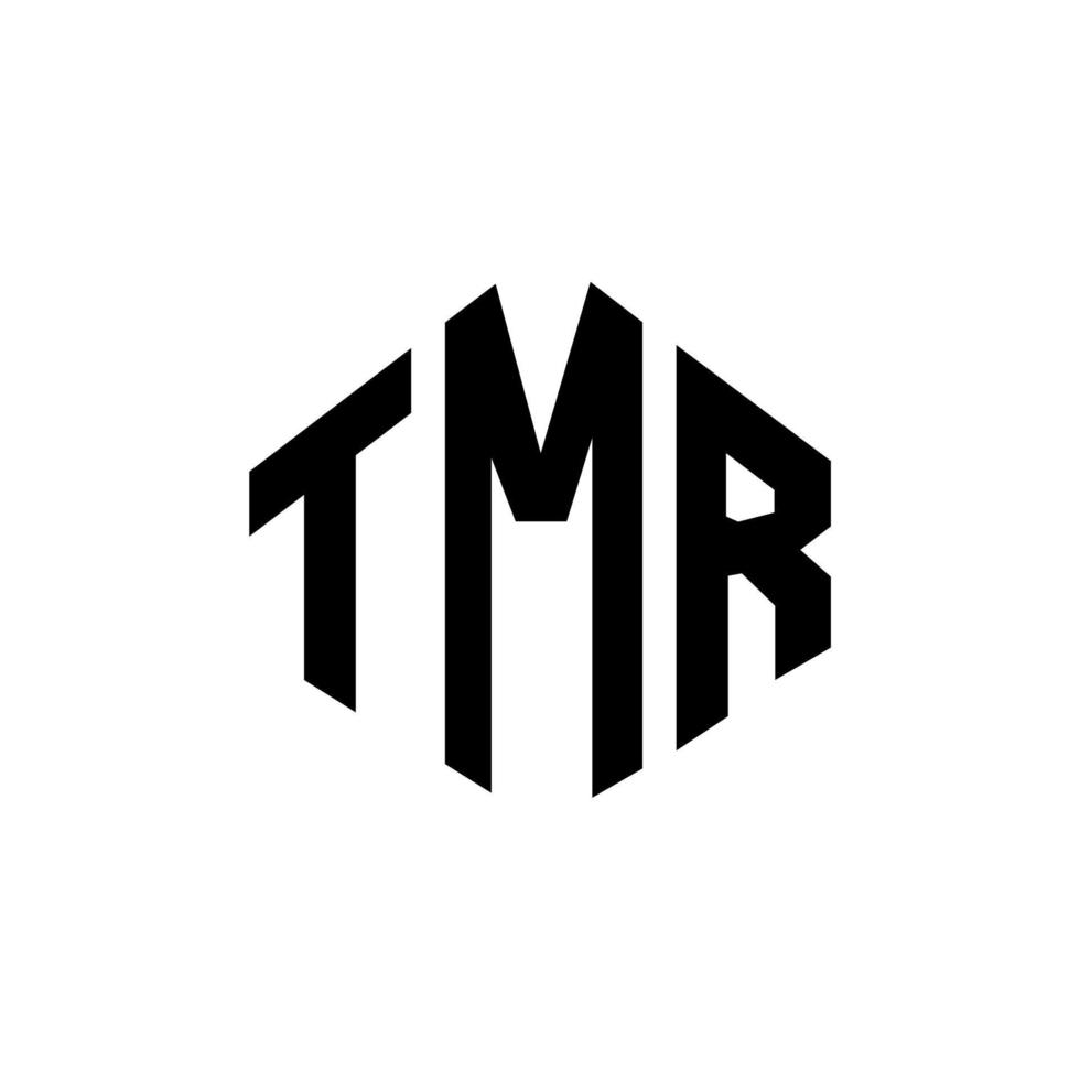 diseño de logotipo de letra tmr con forma de polígono. diseño de logotipo en forma de cubo y polígono tmr. plantilla de logotipo vectorial hexagonal tmr colores blanco y negro. monograma tmr, logotipo comercial e inmobiliario. vector