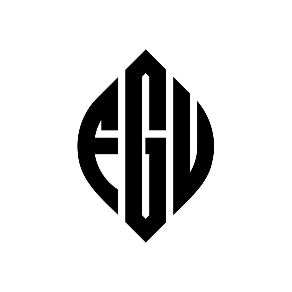 FGU circle letter logo design with circle and ellipse shape. FGU ellipse letters with typographic style. The three initials form a circle logo. FGU Circle Emblem Abstract Monogram Letter Mark Vector. vector