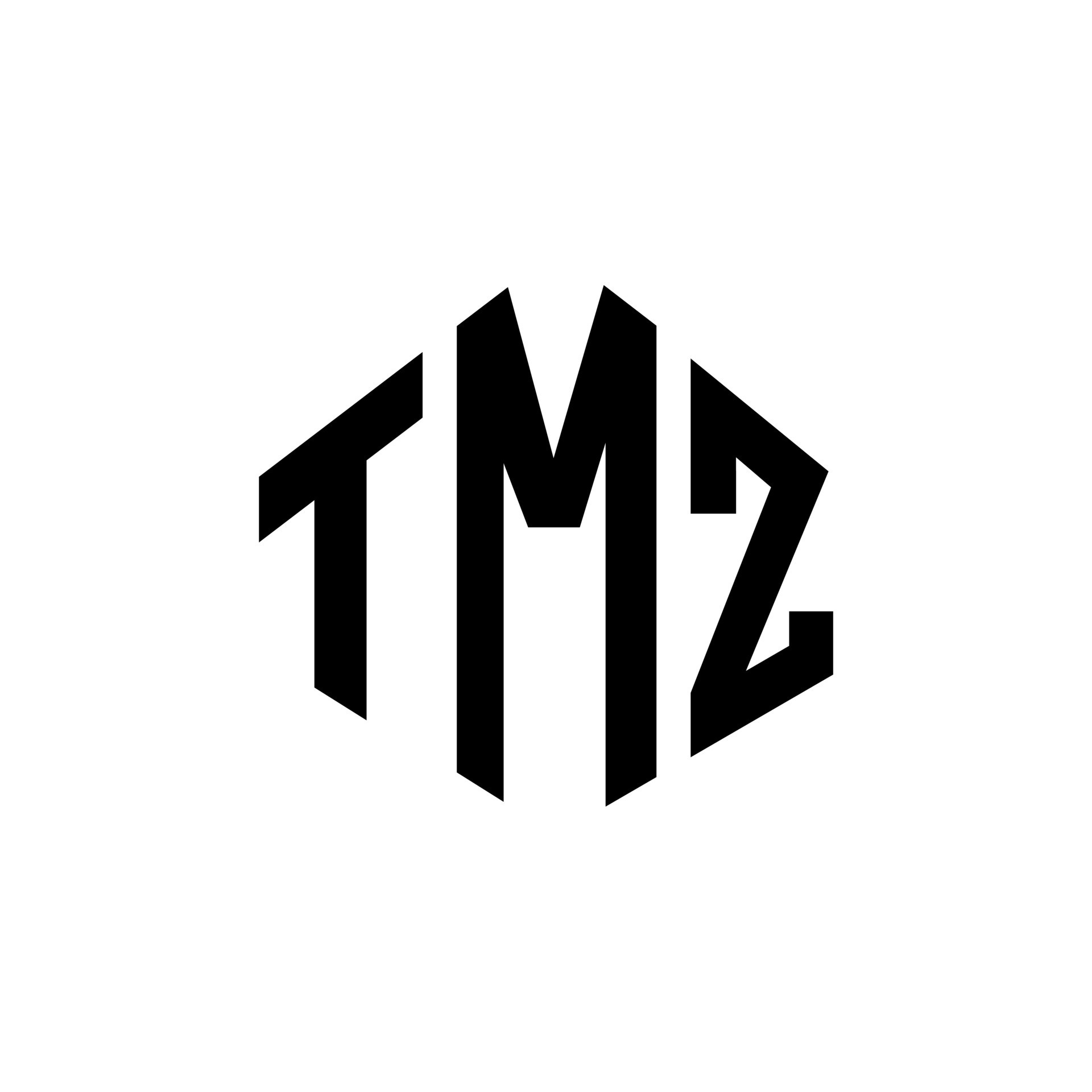 diseño de logotipo de letra tmz con forma de polígono. diseño de