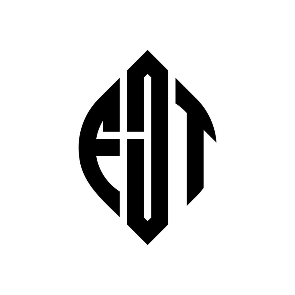 FJT circle letter logo design with circle and ellipse shape. FJT ellipse letters with typographic style. The three initials form a circle logo. FJT Circle Emblem Abstract Monogram Letter Mark Vector. vector