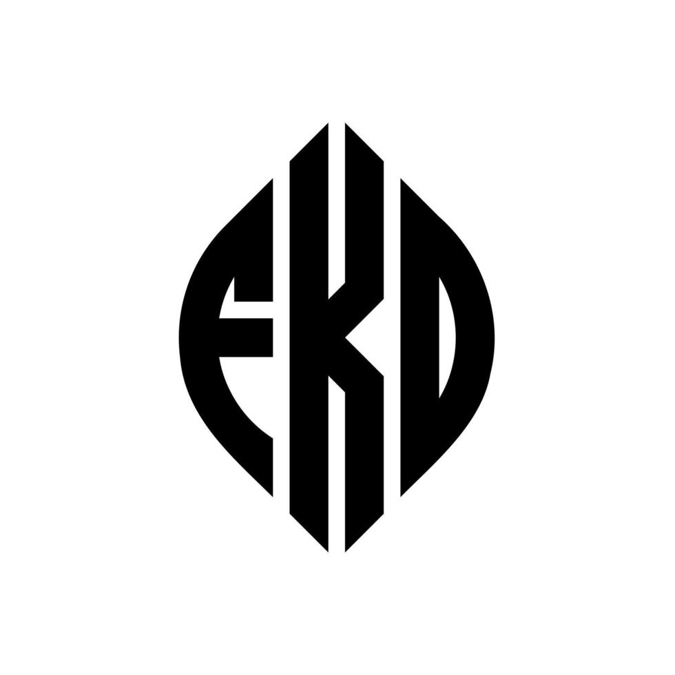FKD circle letter logo design with circle and ellipse shape. FKD ellipse letters with typographic style. The three initials form a circle logo. FKD Circle Emblem Abstract Monogram Letter Mark Vector. vector