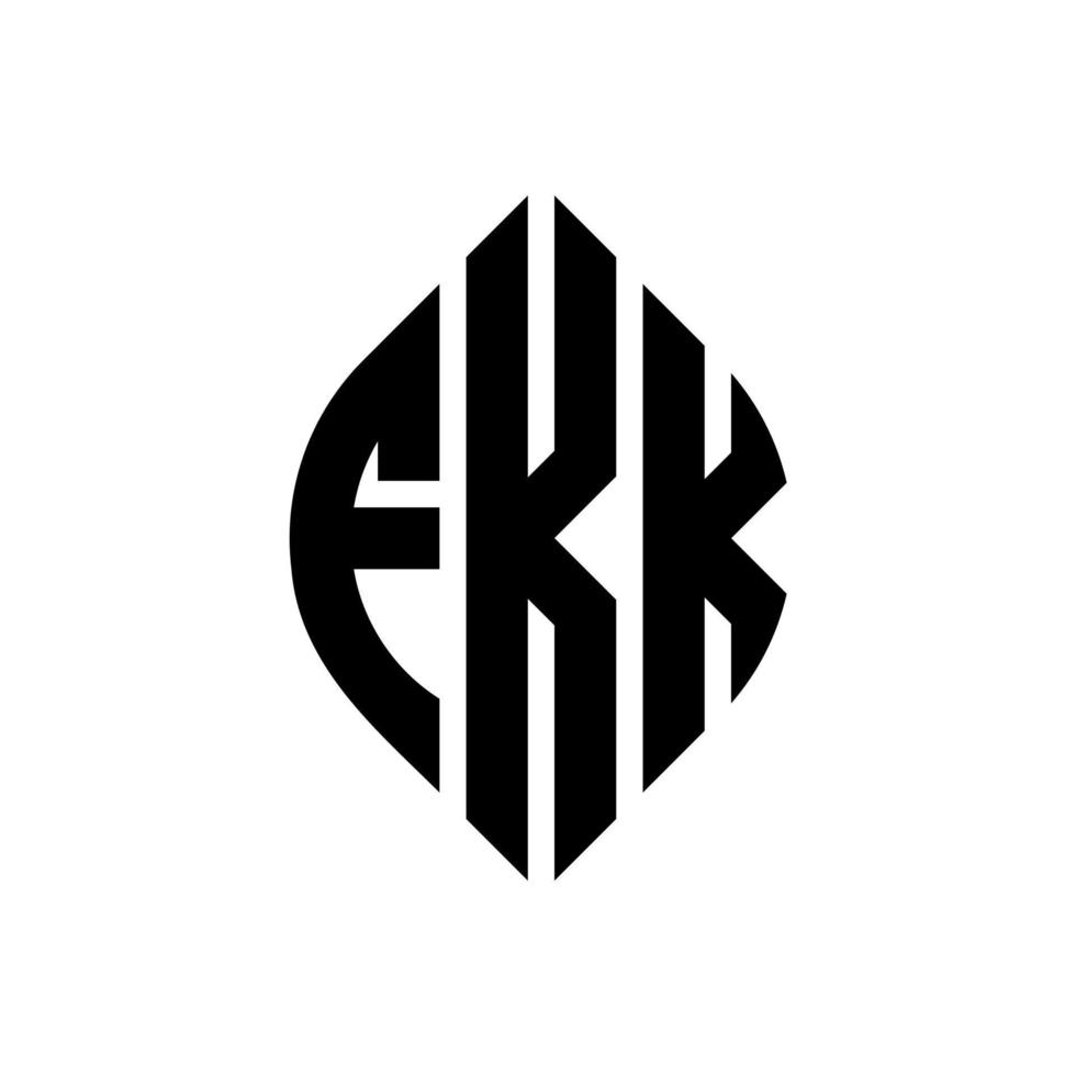 diseño de logotipo de letra de círculo fkk con forma de círculo y elipse. fkk letras elipses con estilo tipográfico. las tres iniciales forman un logo circular. vector de marca de letra de monograma abstracto del emblema del círculo fkk.