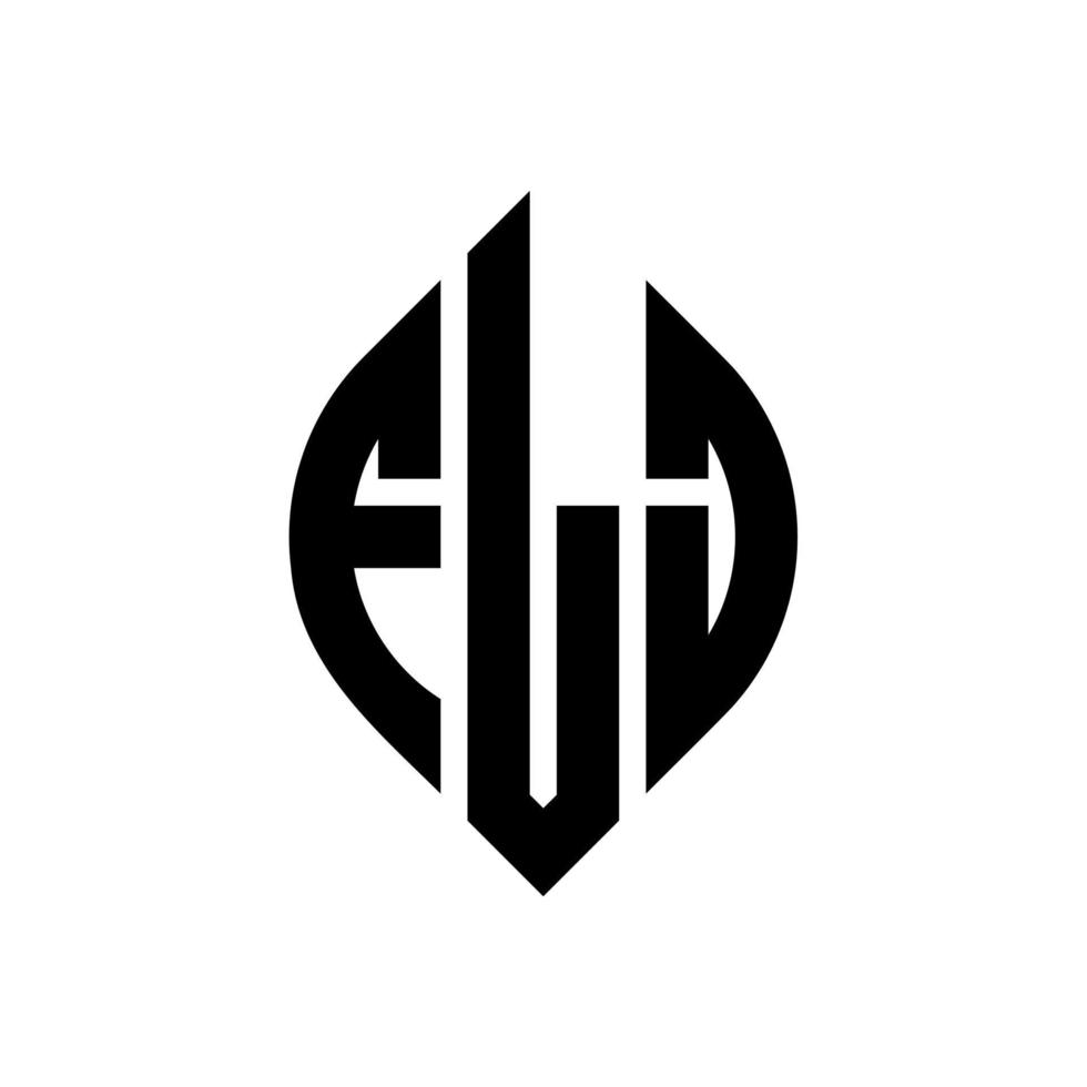 diseño de logotipo de letra de círculo flj con forma de círculo y elipse. flj letras elipses con estilo tipográfico. las tres iniciales forman un logo circular. vector de marca de letra de monograma abstracto del emblema del círculo flj.