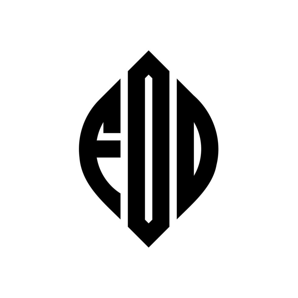 diseño de logotipo de letra de círculo fod con forma de círculo y elipse. fod letras elipses con estilo tipográfico. las tres iniciales forman un logo circular. vector de marca de letra de monograma abstracto del emblema del círculo fod.