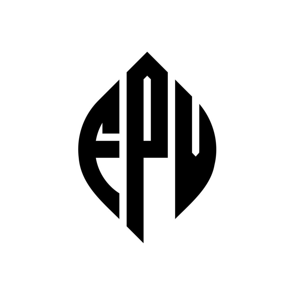 diseño de logotipo de letra de círculo fpv con forma de círculo y elipse. letras de elipse fpv con estilo tipográfico. las tres iniciales forman un logo circular. vector de marca de letra de monograma abstracto del emblema del círculo fpv.