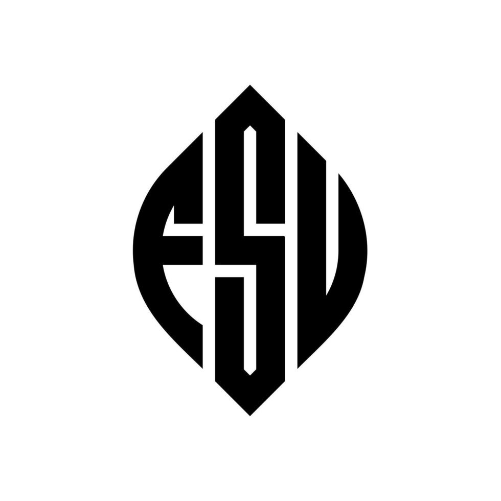 diseño de logotipo de letra de círculo fsu con forma de círculo y elipse. fsu elipse letras con estilo tipográfico. las tres iniciales forman un logo circular. fsu círculo emblema resumen monograma letra marca vector. vector