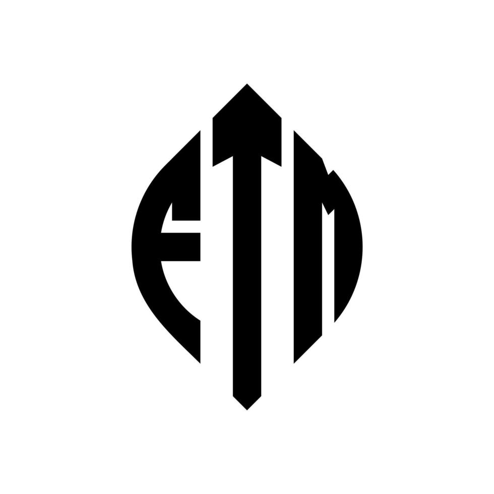 diseño de logotipo de letra de círculo ftm con forma de círculo y elipse. Letras de elipse ftm con estilo tipográfico. las tres iniciales forman un logo circular. vector de marca de letra de monograma abstracto del emblema del círculo ftm.