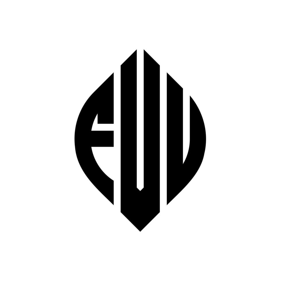 diseño de logotipo de letra de círculo fvu con forma de círculo y elipse. fvu letras elipses con estilo tipográfico. las tres iniciales forman un logo circular. vector de marca de letra de monograma abstracto del emblema del círculo fvu.