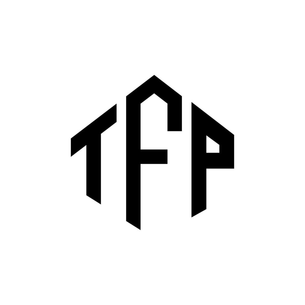 diseño de logotipo de letra tfp con forma de polígono. diseño de logotipo de forma de cubo y polígono tfp. plantilla de logotipo vectorial hexagonal tfp colores blanco y negro. monograma tfp, logotipo empresarial y inmobiliario. vector