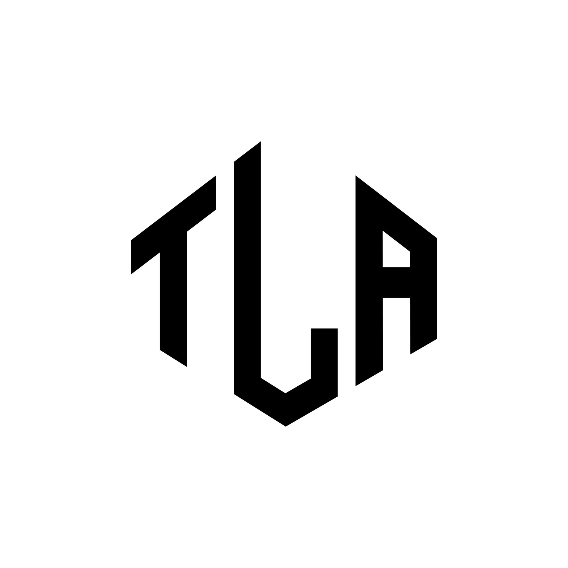 TLA letter logo design with polygon shape. TLA polygon and cube shape