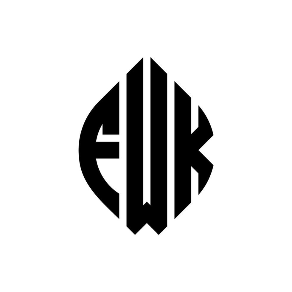 FWK circle letter logo design with circle and ellipse shape. FWK ellipse letters with typographic style. The three initials form a circle logo. FWK Circle Emblem Abstract Monogram Letter Mark Vector. vector
