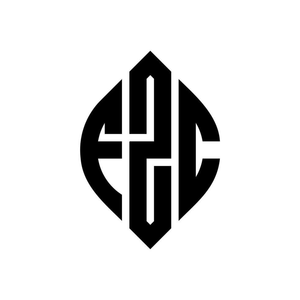 FZC circle letter logo design with circle and ellipse shape. FZC ellipse letters with typographic style. The three initials form a circle logo. FZC Circle Emblem Abstract Monogram Letter Mark Vector. vector
