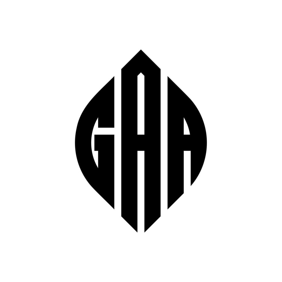 diseño de logotipo de letra de círculo gaa con forma de círculo y elipse. letras de elipse gaa con estilo tipográfico. las tres iniciales forman un logo circular. vector de marca de letra de monograma abstracto del emblema del círculo de gaa.